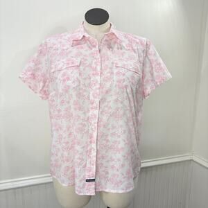 Duck Head Size 1X Top Vintage Floral Cotton Button Up Cottage Country Western